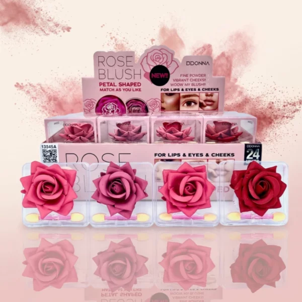 D'Donna | Blushs "Rose Blush" – Forme Pétales Multi-Usages 3-en-1 | Présentoir x24