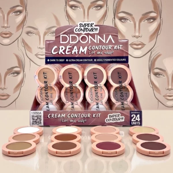 D'Donna | Trios Contour Cream – Kit Contourings Crème Sculpteur & Illuminateur | Présentoir x24
