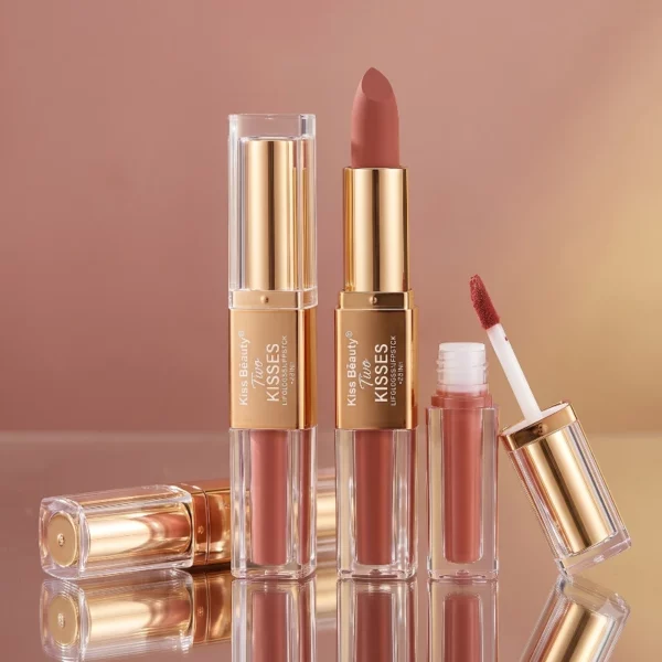 💄 Présentoir de 24 Rouges à Lèvres 2-en-1 Kiss Beauty "Two Kisses" : Le Duo Lèvres Parfait ! ✨ 💋