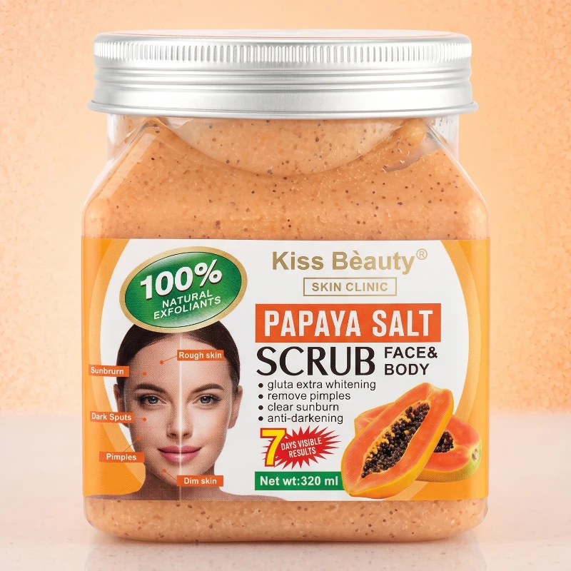 scrub-pour-le-visage-kiss-beauty-100-naturel-4.webp Kiss Beauty | Gommages visage & corps Papaye | x6 – Image 1